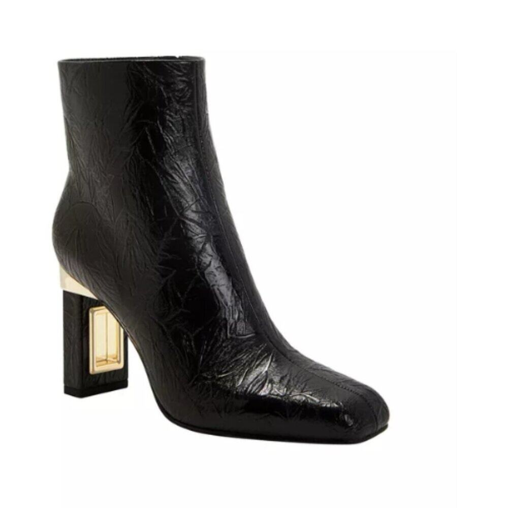 Katy Perry The Hollow Heel Bootie Black Textured Leather - Size 6